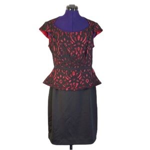 J Taylor Red Black Lace Dress